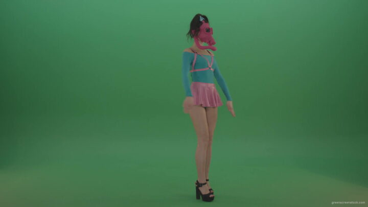 vj video background Side-view-fetish-girl-in-gas-mask-marching-on-green-screen-4K-Video-Footage-1920_003