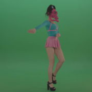 Side-view-fetish-girl-in-gas-mask-marching-on-green-screen-4K-Video-Footage-1920_007 Green Screen Stock