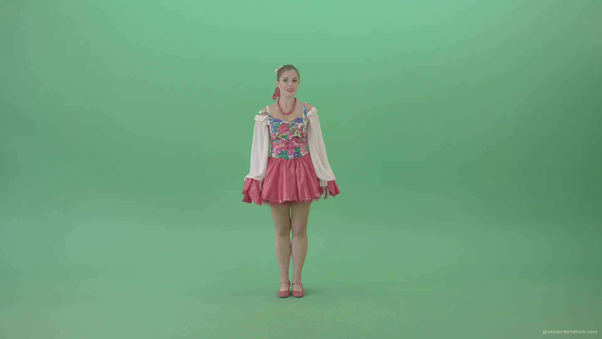 Ukraine-Folk-Girl-dancing-Hopak-dance-in-national-costume-isolated-on-Green-Background-1920_001 Green Screen Stock