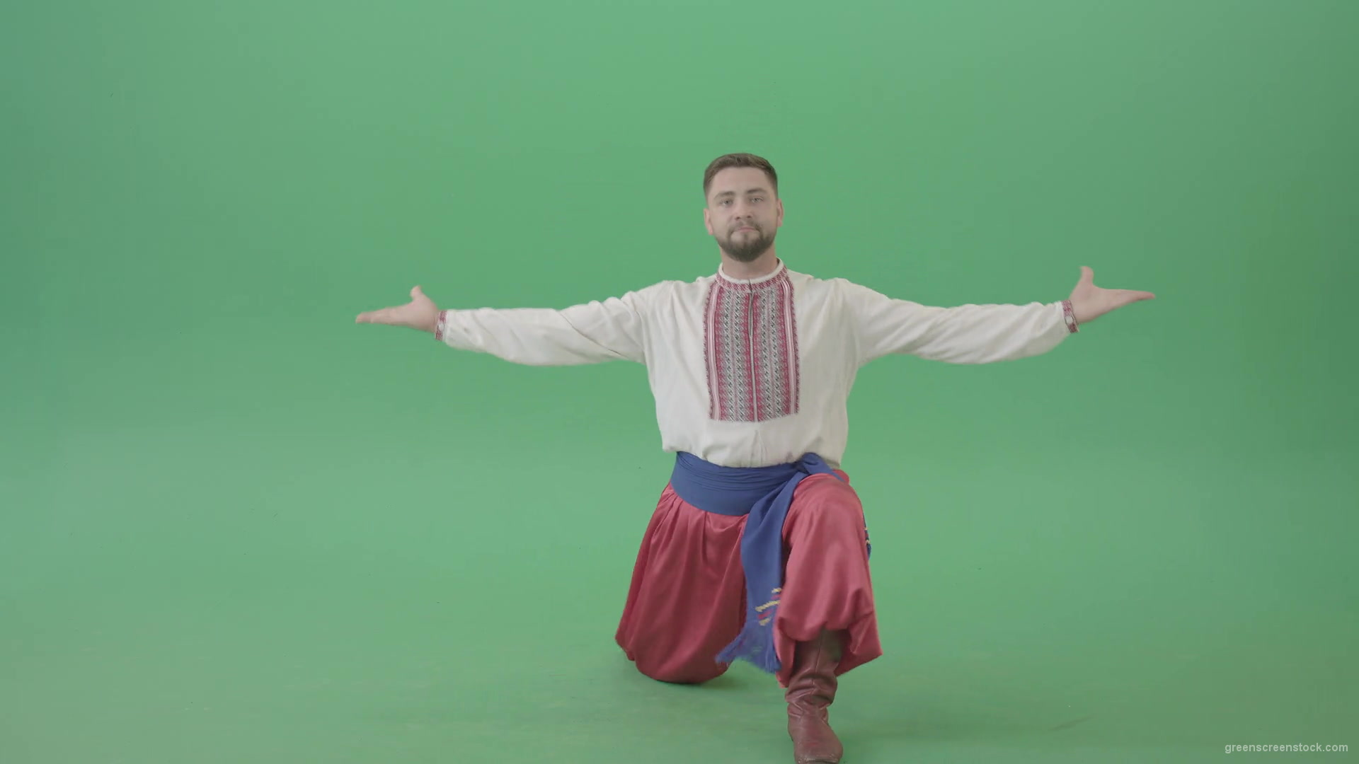 Ukraine-Hopak-social-ethno-dance-by-UA-Man-isolated-on-Green-screen-4K-Video-Footage-1920_009 Green Screen Stock