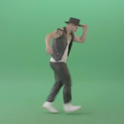 American-Man-with-beard-and-in-black-hat-dancing-Shuffle-isolated-on-Chroma-key-green-screen-4K-Video-Footage-1920_006 Green Screen Stock