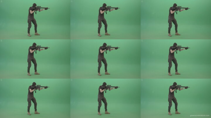 Army-soldier-shooting-with-gun-on-green-screen-4K-Video-Clip-1920 Green Screen Stock