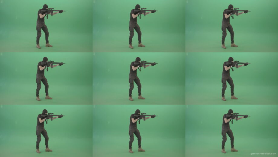 Army-soldier-shooting-with-gun-on-green-screen-4K-Video-Clip-1920 Green Screen Stock