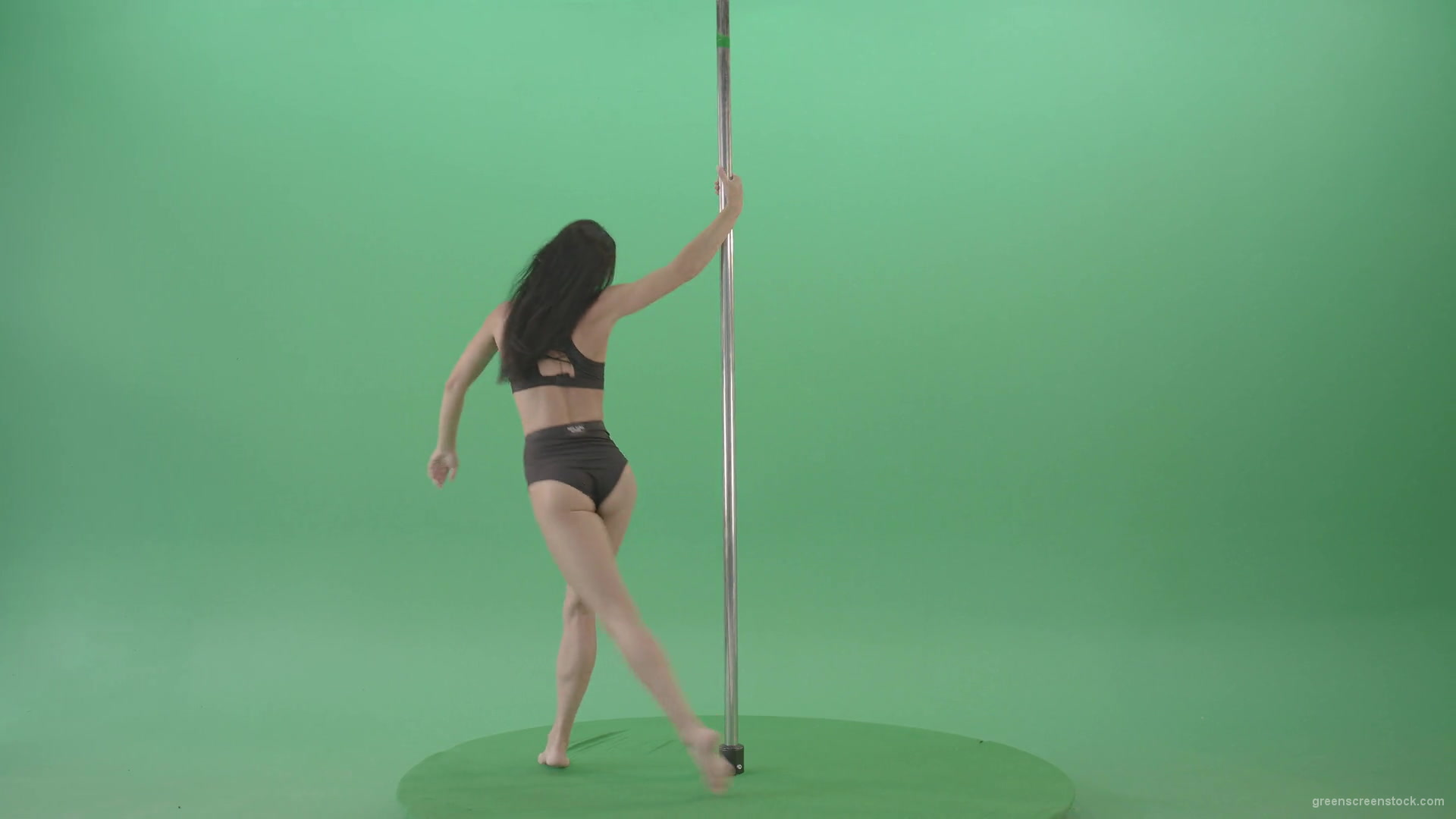 Artistic-gymnast-model-showing-strip-pole-dance-element-on-green-screen-4K-Video-Footage-1920_005 Green Screen Stock
