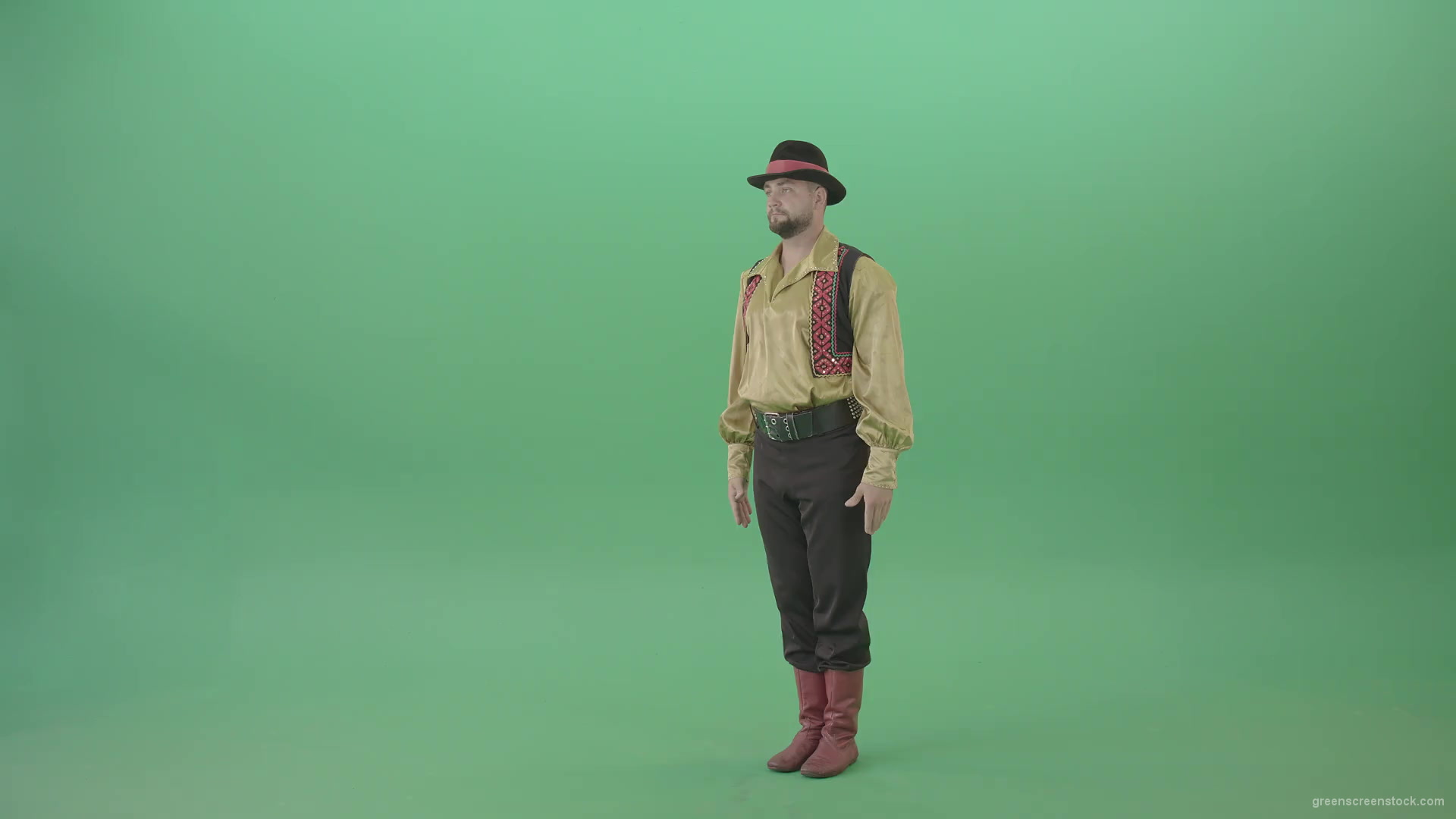 Balcan-gipsy-man-dancer-showing-clapping-moves-isolated-on-green-screen-4K-Video-Footage-1920_001 Green Screen Stock