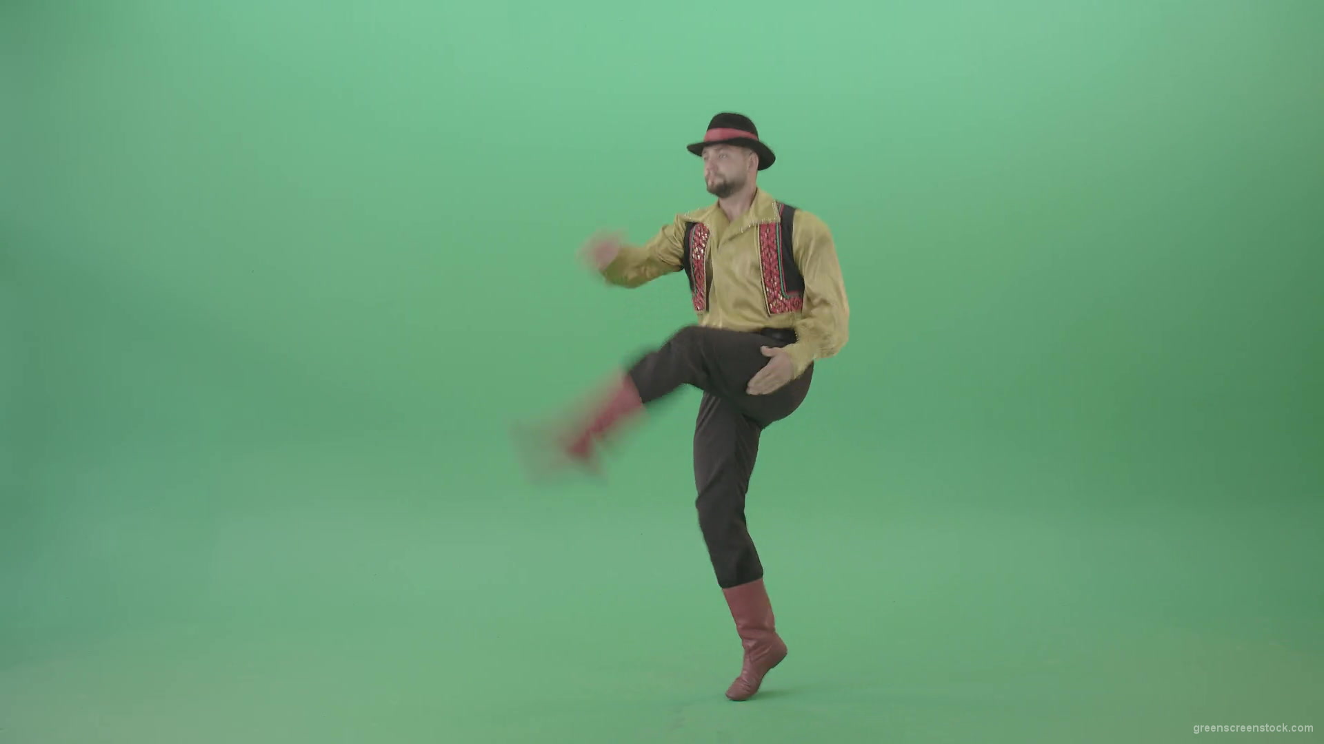 Balcan-gipsy-man-dancer-showing-clapping-moves-isolated-on-green-screen-4K-Video-Footage-1920_002 Green Screen Stock
