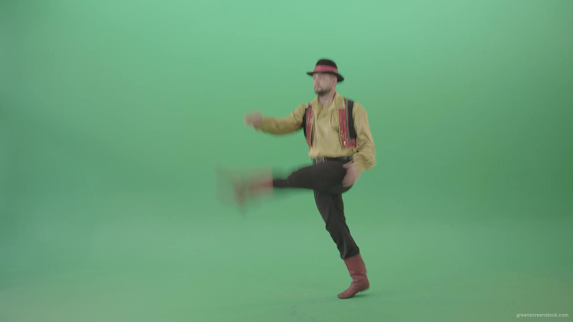 Balcan-gipsy-man-dancer-showing-clapping-moves-isolated-on-green-screen-4K-Video-Footage-1920_004 Green Screen Stock