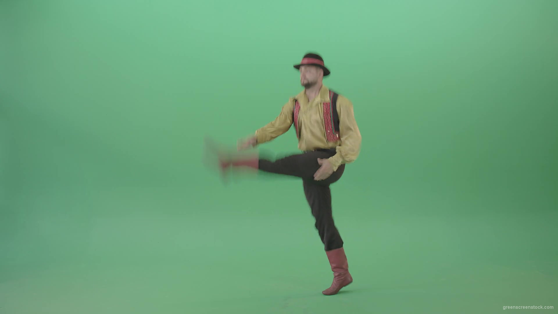 Balcan-gipsy-man-dancer-showing-clapping-moves-isolated-on-green-screen-4K-Video-Footage-1920_005 Green Screen Stock