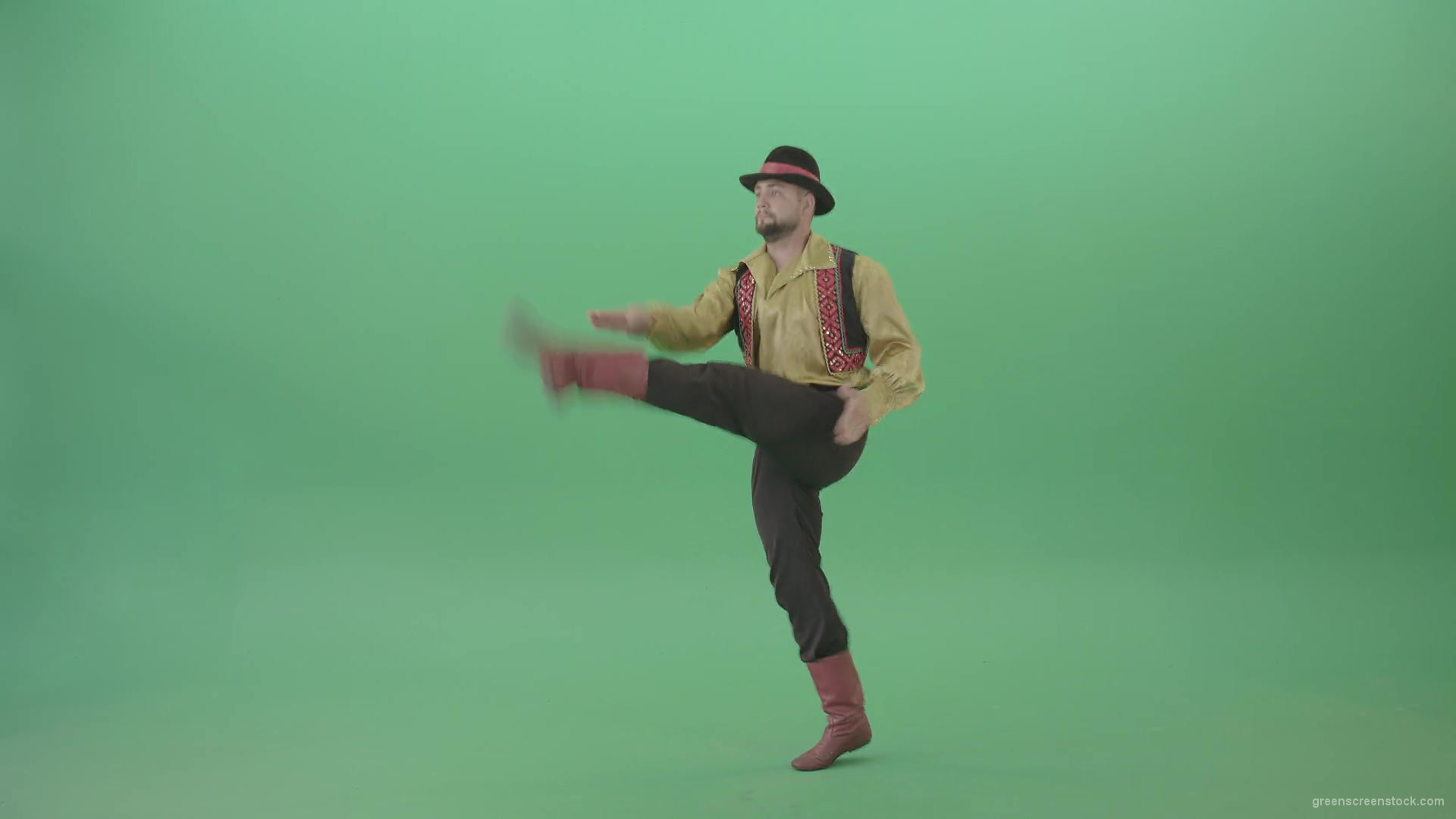 Balcan-gipsy-man-dancer-showing-clapping-moves-isolated-on-green-screen-4K-Video-Footage-1920_007 Green Screen Stock