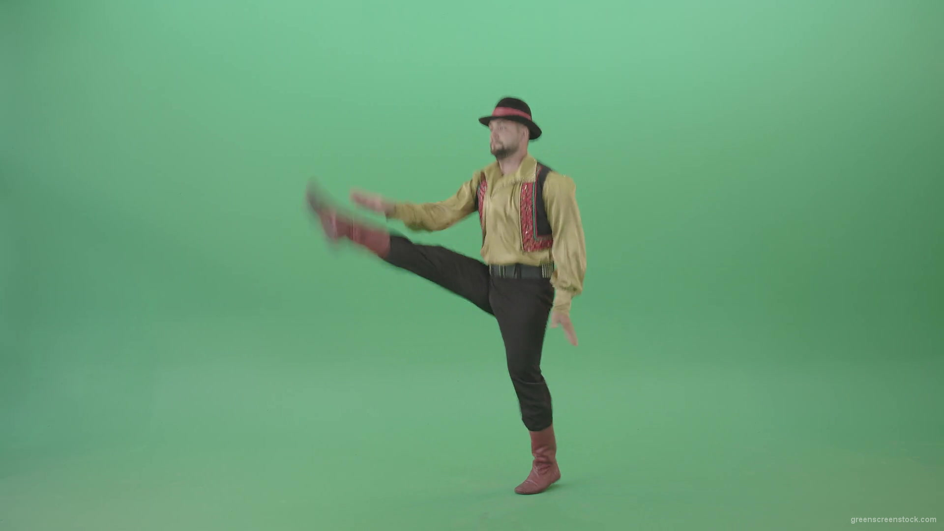 Balcan-gipsy-man-dancer-showing-clapping-moves-isolated-on-green-screen-4K-Video-Footage-1920_008 Green Screen Stock