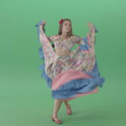 Balkan-Gipsy-Girl-spinning-and-dance-isolated-on-Green-Screen-4K-Video-Footage-1920_009 Green Screen Stock