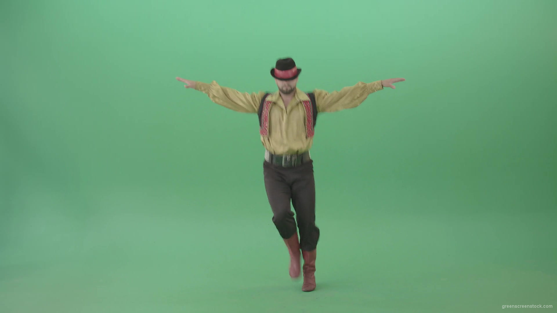 Balkan-Gipsy-Man-dancing-and-jump-isolated-on-green-screen-4K-30-fps-Video-Footage-1920_002 Green Screen Stock