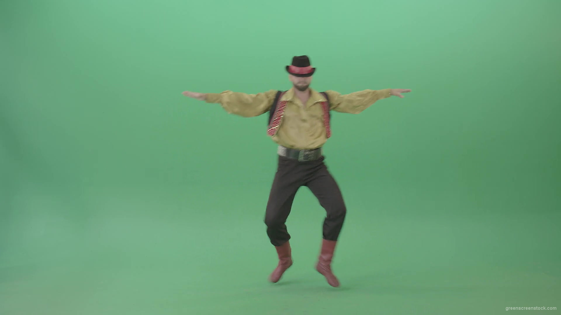 Balkan-Gipsy-Man-dancing-and-jump-isolated-on-green-screen-4K-30-fps-Video-Footage-1920_008 Green Screen Stock