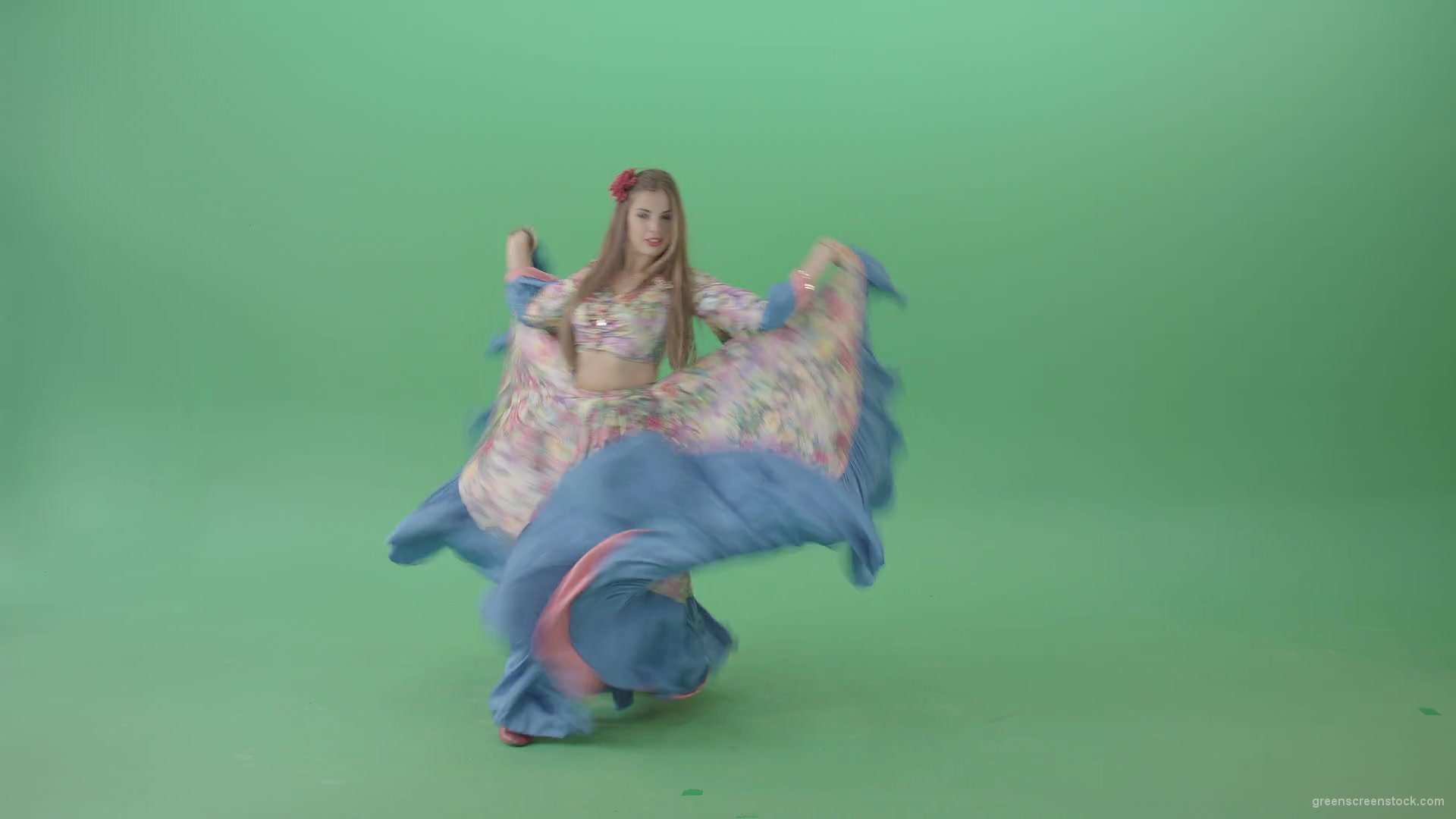 Balkan-roma-girl-waving-gypsy-dress-and-dancing-isolated-on-green-screen-4K-Video-Footage-1-1920_006 Green Screen Stock