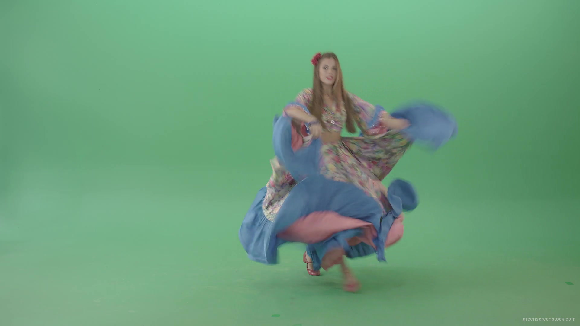 Balkan-roma-girl-waving-gypsy-dress-and-dancing-isolated-on-green-screen-4K-Video-Footage-1-1920_008 Green Screen Stock