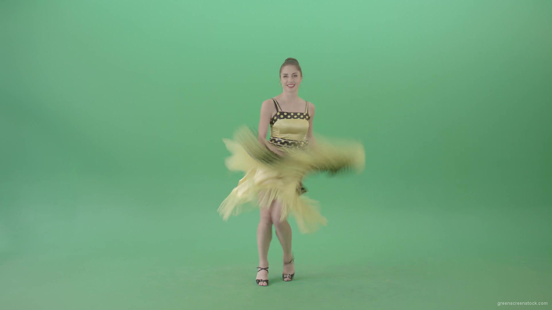 Beautiful-Woman-dancing-Boogie-woogie-and-jumping-in-Jazz-dance-isolated-on-Green-Screen-4K-Video-Footage-1920_006 Green Screen Stock