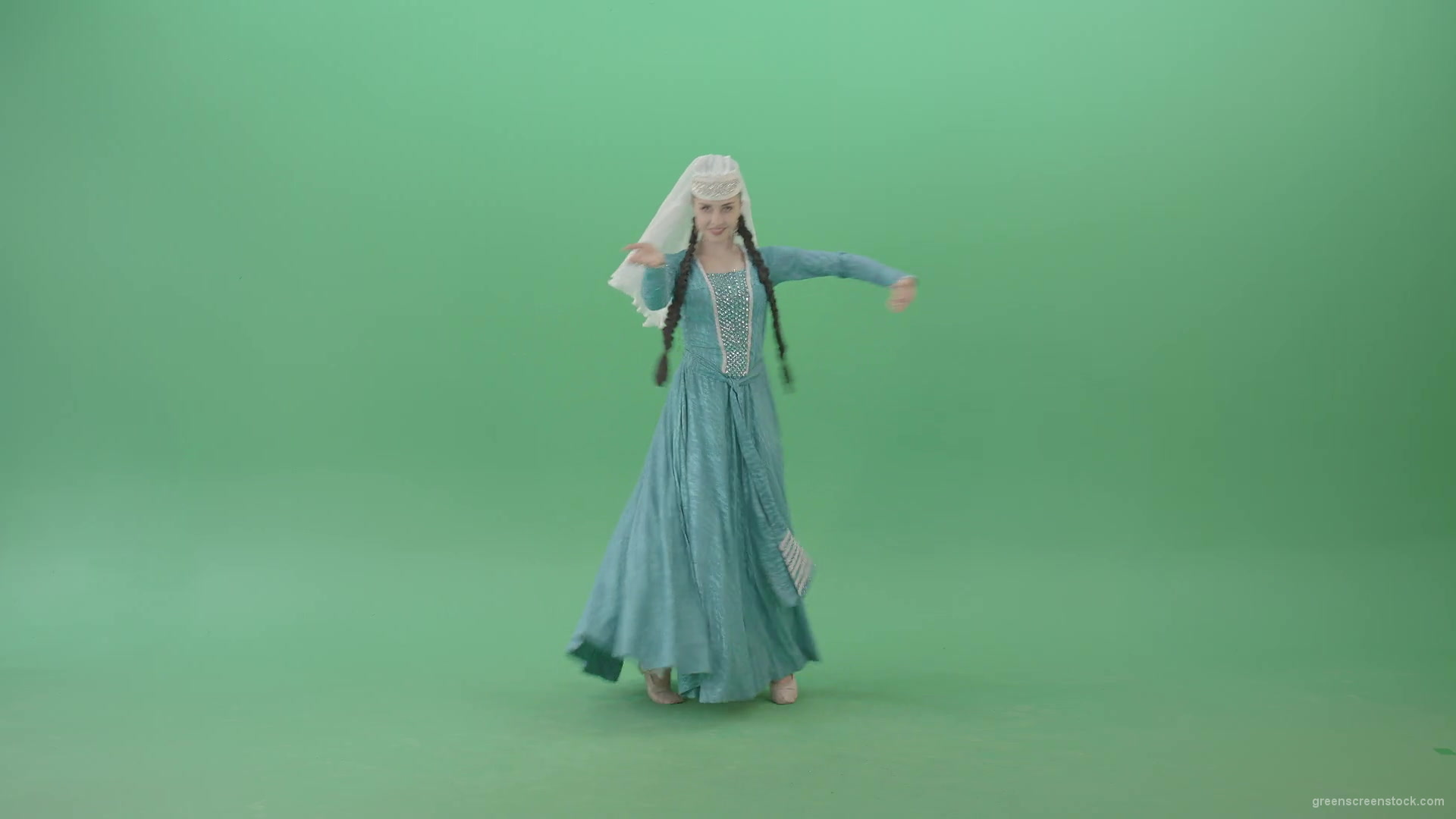 Beautiful-elegant-Woman-in-Blue-Dress-dancing-Perkhuli-oriental-dance-on-Green-Screen-4K-Video-Clip-1920_007 Green Screen Stock