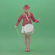 Blonde-woman-in-military-celebration-uniform-play-snare-drum-isolated-on-green-screen-4K-Video-footage-1920_001 Green Screen Stock