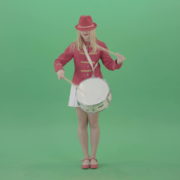 Blonde-woman-in-military-celebration-uniform-play-snare-drum-isolated-on-green-screen-4K-Video-footage-1920_004 Green Screen Stock
