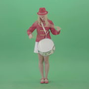 Blonde-woman-in-military-celebration-uniform-play-snare-drum-isolated-on-green-screen-4K-Video-footage-1920_007 Green Screen Stock