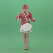 Blonde-woman-in-military-celebration-uniform-play-snare-drum-isolated-on-green-screen-4K-Video-footage-1920_008 Green Screen Stock