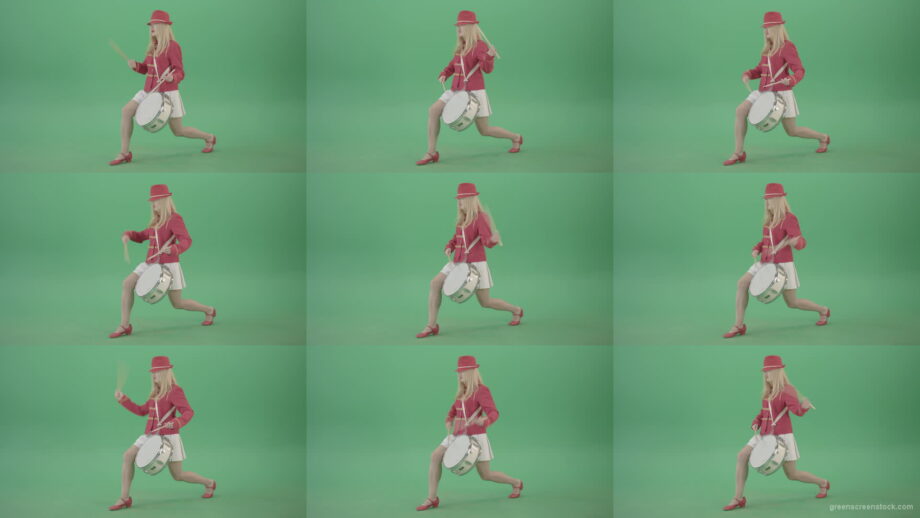 Blondie-is-ready-for-adventure-making-beats-on-snare-drum-isolated-on-Green-Screen-4K-Video-Footage-1920 Green Screen Stock