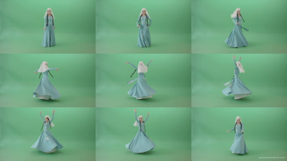 Caucasian-Girl-spinning-in-Georgian-dance-isolated-on-Green-Screen-4K-Video-Footage-1920 Green Screen Stock