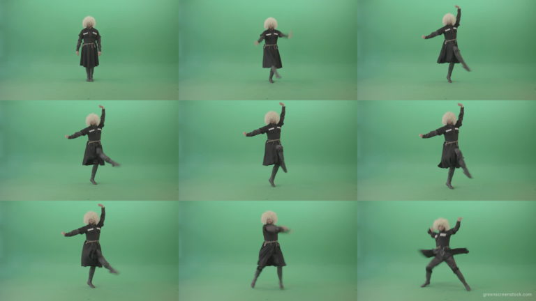 Caucasian-Man-jumping-on-one-leg-in-folk-traditional-Georgia-Dance-on-Green-Screen-4K-Video-Footage-1920 Green Screen Stock