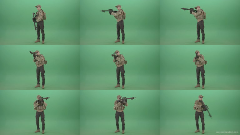 Counter-strike-army-police-man-shooting-enemy-from-machine-gun-in-Camouflage-uniform-on-green-screen-4K-Video-Footage-1920 Green Screen Stock