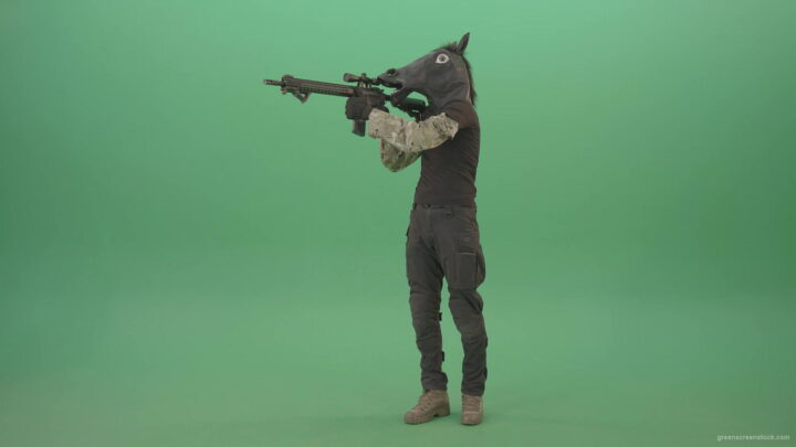 vj video background Funny-Army-Horse-Man-shooting-animals-on-Green-Screen-from-Machine-Gun-4K-Video-Footage-1920_003