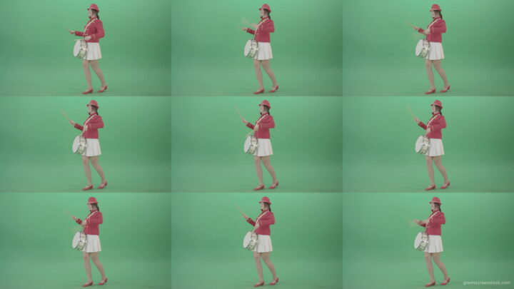 Funny-Girl-in-red-white-uniform-makes-percussion-and-play-drums-isolated-on-green-screen-4K-Video-Footage-1920 Green Screen Stock