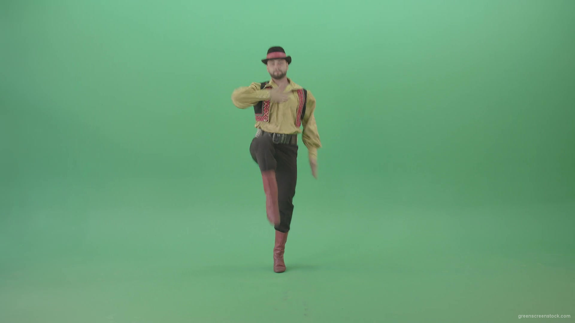 Funny-dancing-Gipsy-in-Moldova-jumping-isolated-on-Green-Screen-4K-Video-Footage-1920_006 Green Screen Stock