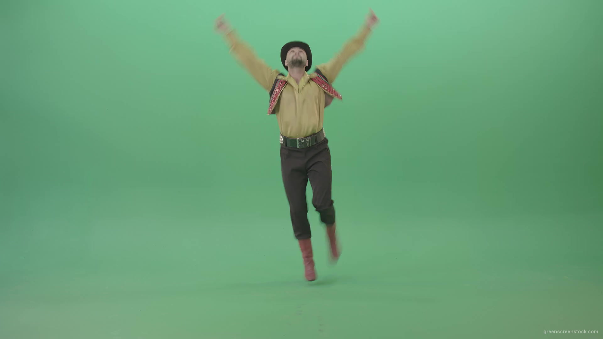 Funny-dancing-Gipsy-in-Moldova-jumping-isolated-on-Green-Screen-4K-Video-Footage-1920_009 Green Screen Stock