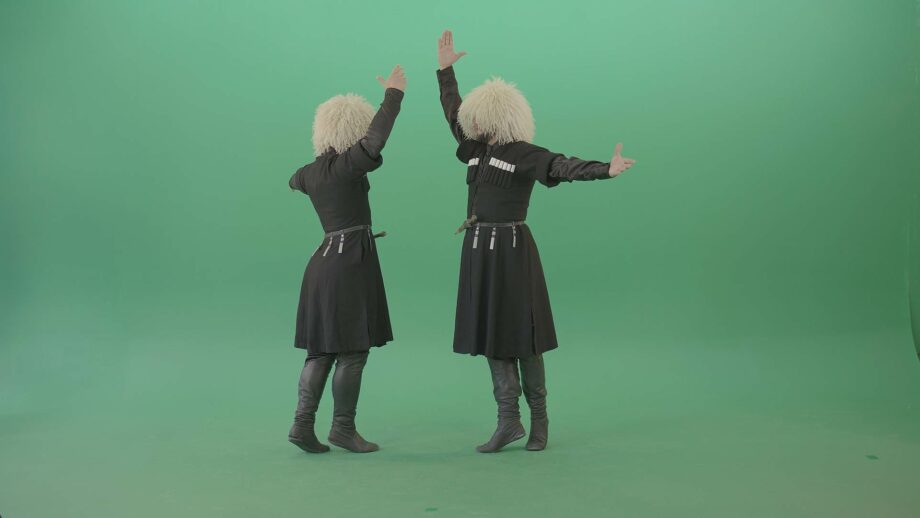 georgian man on green screen dancing folk national dance video