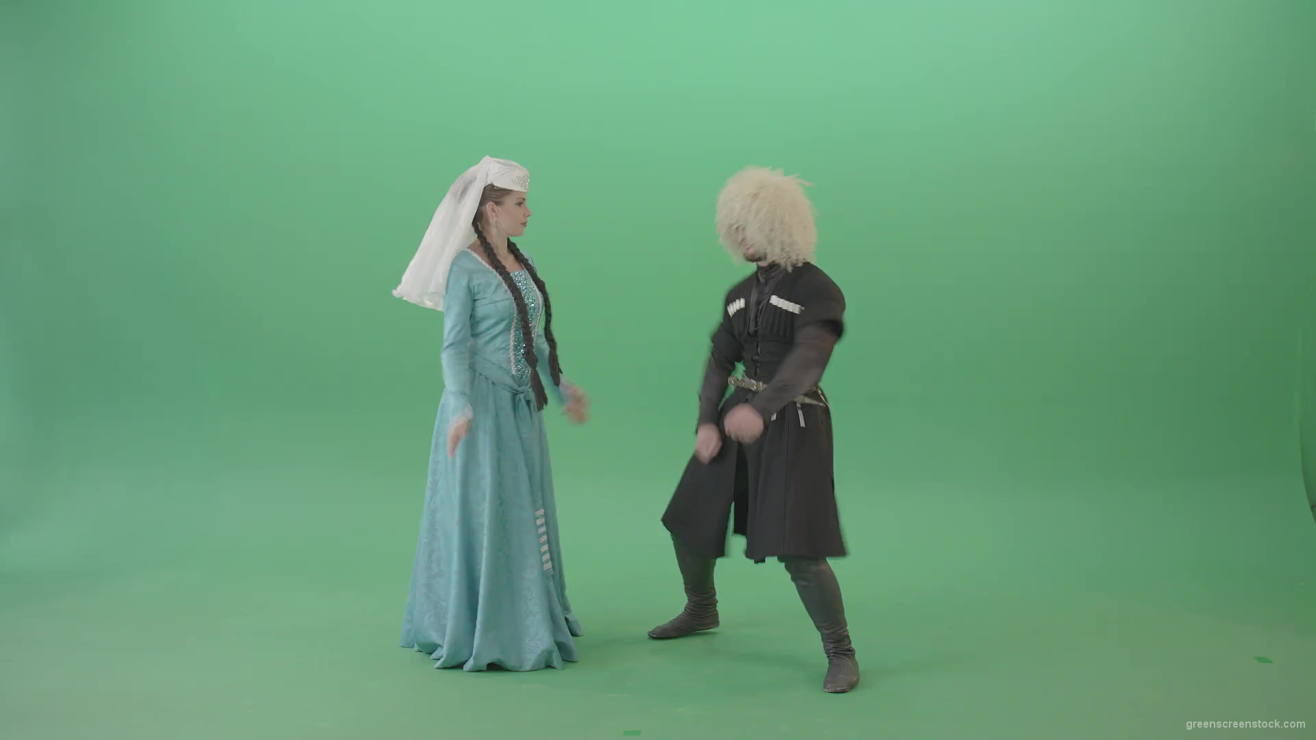Gerogian-people-funny-dancing-with-smile-in-folk-dress-isolated-on-Green-Screen-4K-Video-Footage-1920_001 Green Screen Stock