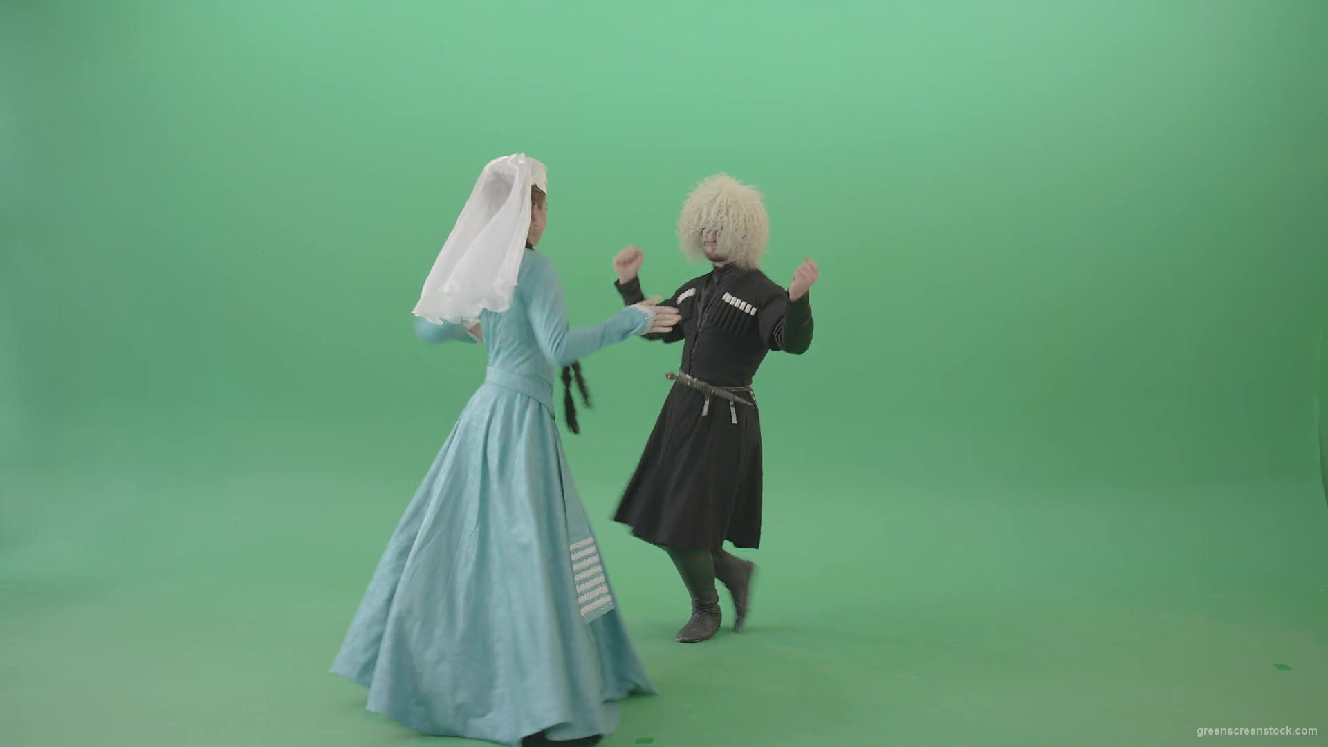 Gerogian-people-funny-dancing-with-smile-in-folk-dress-isolated-on-Green-Screen-4K-Video-Footage-1920_009 Green Screen Stock