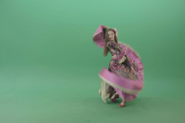 gipsy woman dancing on green screen 4k video footage