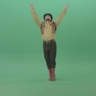 gipsy man dancing on green screen 4k video footage