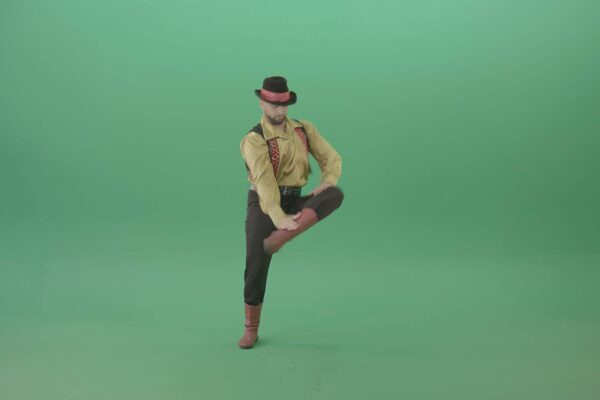 gipsy man dancing on green screen 4k video footage