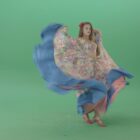 gipsy woman dancing on green screen 4k video footage