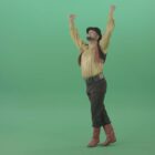 gipsy man dancing on green screen 4k video footage