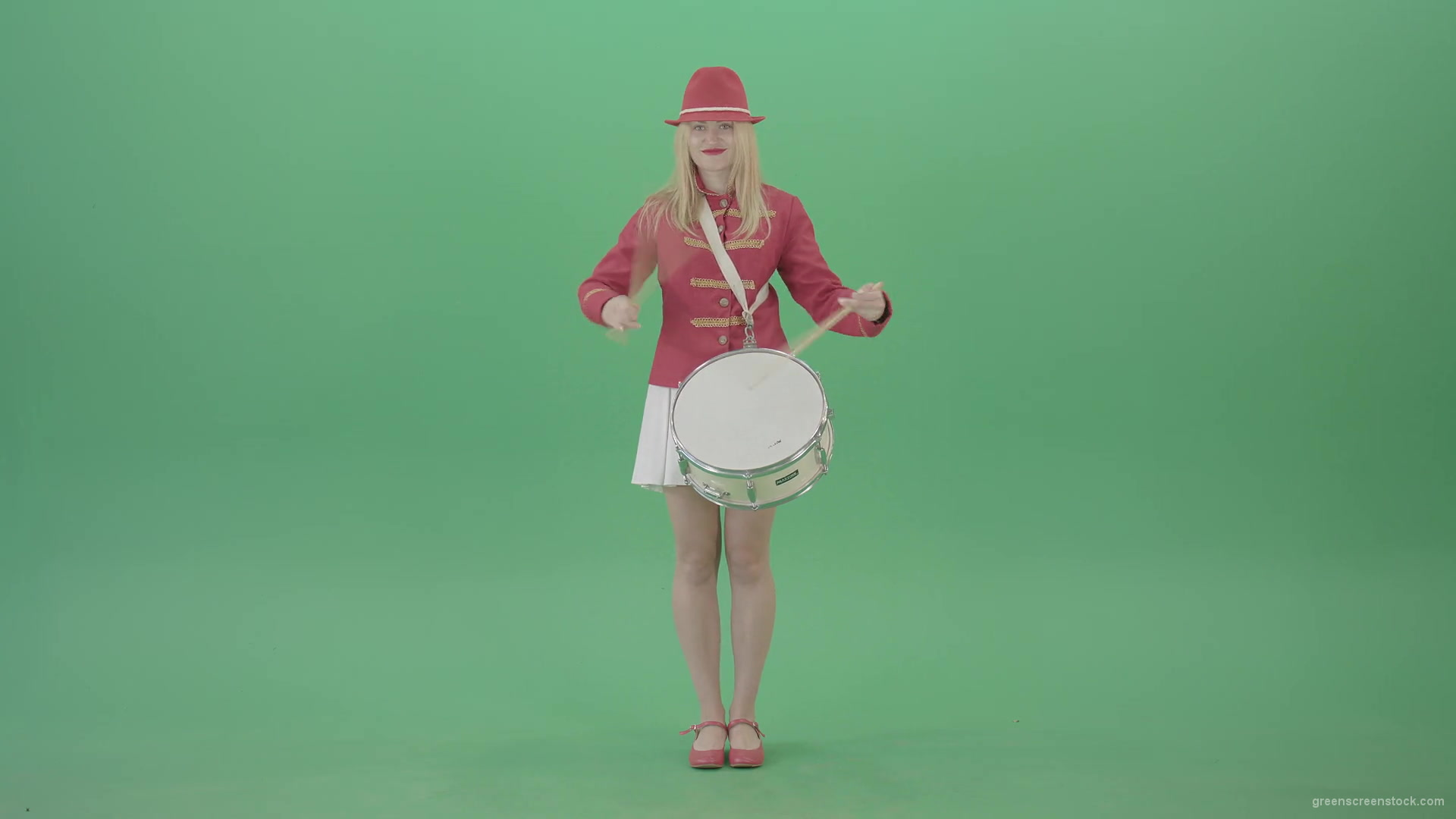 Girl-fast-playing-drum-music-instrument-isolated-on-Green-Background-4K-Video-Footage-1920_004 Green Screen Stock