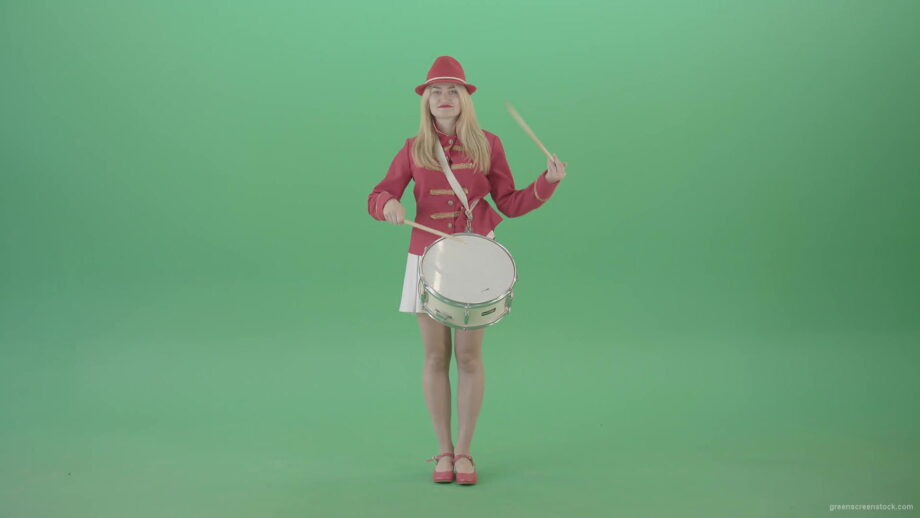 vj video background Girl-in-18-Century-military-uniform-play-snare-drum-isolated-on-green-screen-4K-Video-Footage-1920_003