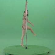 Glamor-girl-in-leopard-underwear-dancing-on-pilon-Pole-dance-and-spinning-isolated-on-Green-Screen-Video-Footage-1920_004 Green Screen Stock