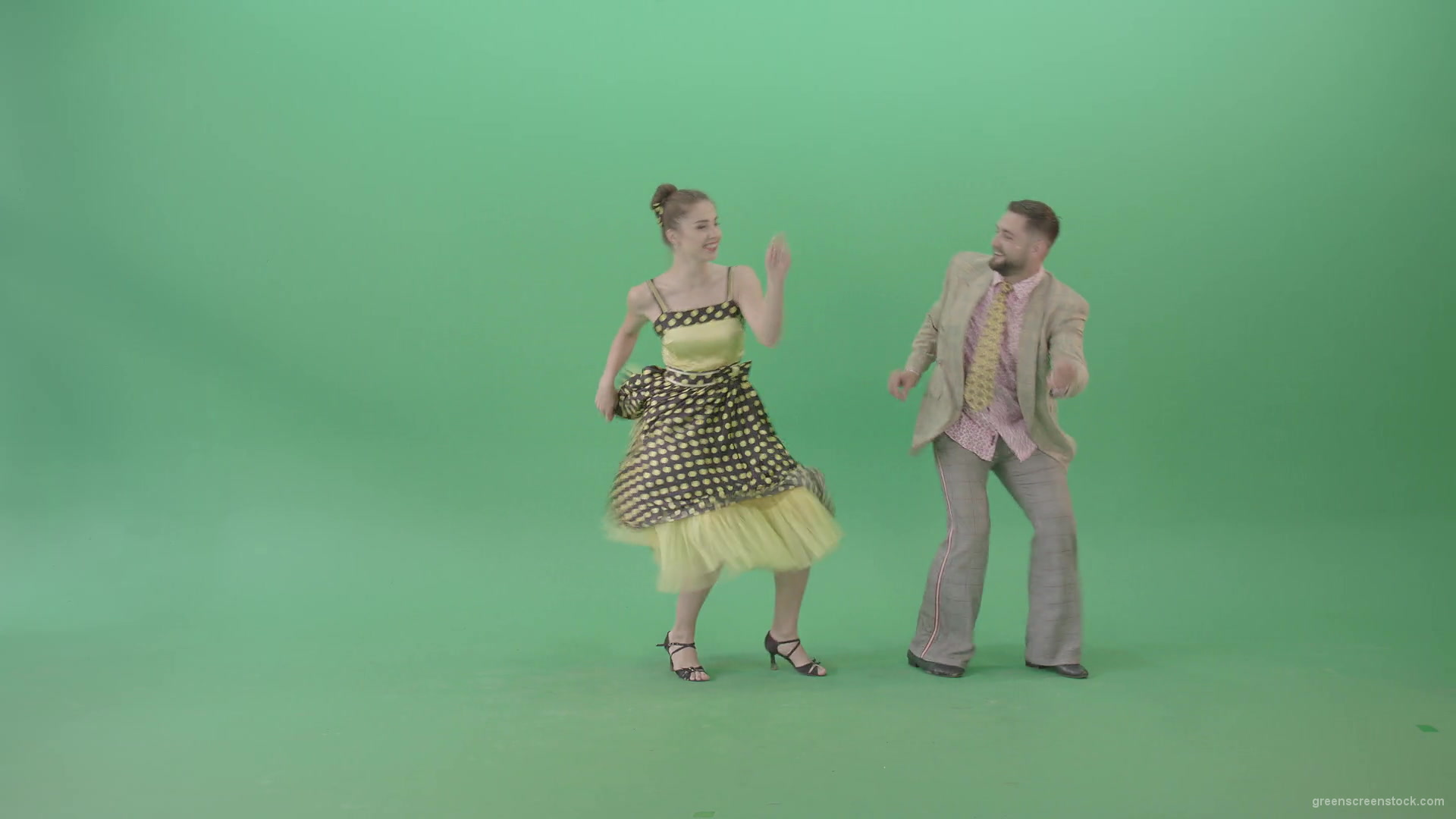 Happy-Man-and-woman-dancing-Boogie-woogie-moves-and-rock-and-roll-over-Green-Screen-4K-Video-Footage-1920_008 Green Screen Stock