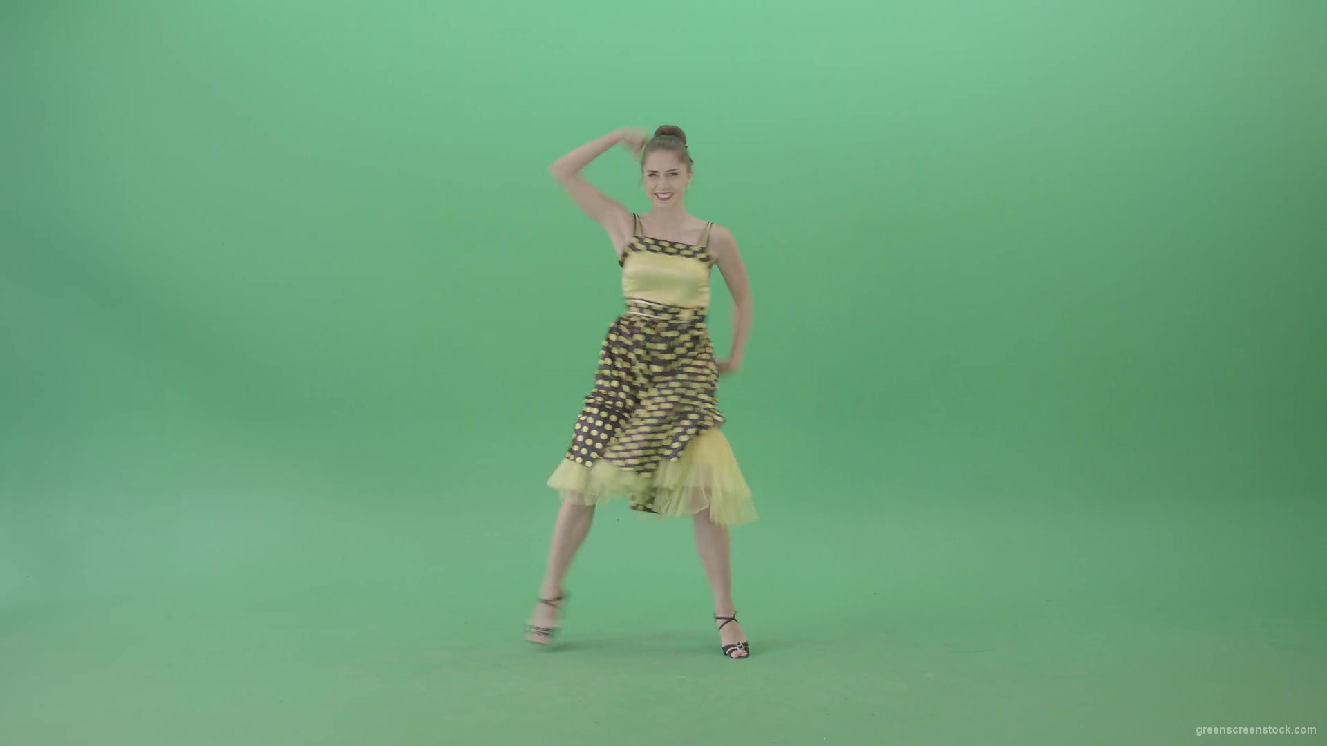 Happy-Woman-dancing-Rock-and-Roll-Jazz-Swing-Boogie-woogie-isolated-on-Green-Screen-4K-Video-Footage-1920_008 Green Screen Stock