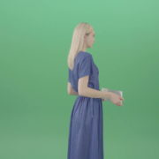 Housewife-in-blue-dress-and-with-text-plane-mockup-posing-isolated-on-Green-Screen-4K-Video-Footage-1-1920_001 Green Screen Stock