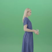 Housewife-in-blue-dress-and-with-text-plane-mockup-posing-isolated-on-Green-Screen-4K-Video-Footage-1-1920_002 Green Screen Stock