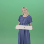Housewife-in-blue-dress-and-with-text-plane-mockup-posing-isolated-on-Green-Screen-4K-Video-Footage-1-1920_005 Green Screen Stock