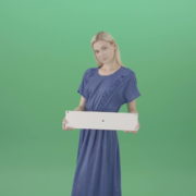 Housewife-in-blue-dress-and-with-text-plane-mockup-posing-isolated-on-Green-Screen-4K-Video-Footage-1-1920_006 Green Screen Stock